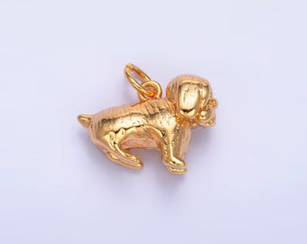 24K Gold Filled Small Dog Charm 11x16mm Charm Silver Puppy Dog Bracelet Necklace Pendant Animal Charms W390