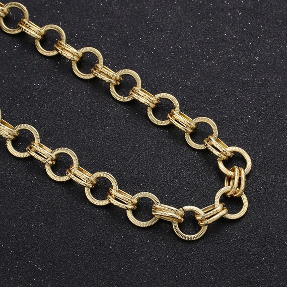 24kgold Round Double Rollo Link Chain by Yard Cable Chain by Etsy