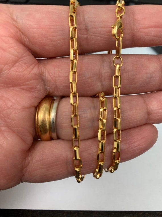 1pc 17.6 Ready to Wear 24k Gold Square Box Chain Necklace