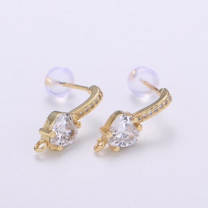 Dainty Gold Stud Earring CZ Stud Earring, Open Ring Zirconia Earring for Earring Jewelry Making Supply Component L267