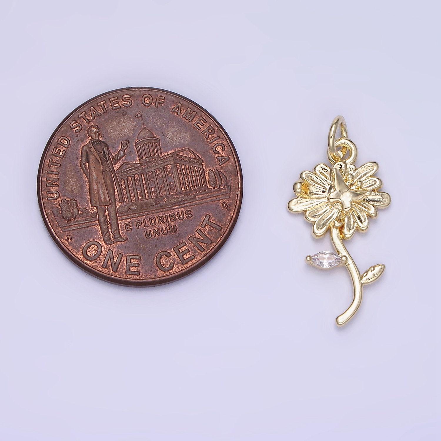 daisy♡14kgf 14k Gold Filled Daisy W/ Butterfly Cz Charm