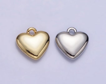 14K Gold Filled Small, Dainty, Tiny Heart Pendant Charm For Valentine Necklace Bracelet Jewelry Making Supplies AC347