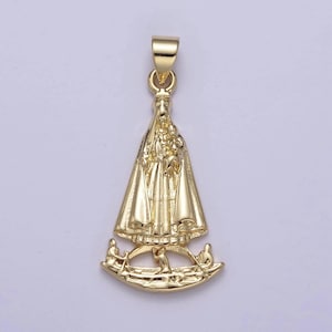 24k gold filled religious lady charity, caridad del cobre, catholic christian bible story pendant, gift for baptism & faith h-775