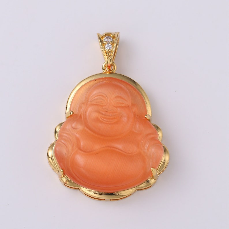 1x Gold Buddha Pendant Laughing Buddha Buddhism Religious Jewelry Making Statement Necklace Jewelry Making Supply,O152, O157, O162 Orange