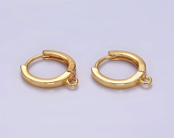 耳環　金環　①②まとめて 16k Gold Filled 13mm Minimalist Flat Huggie Open Loop Earrings