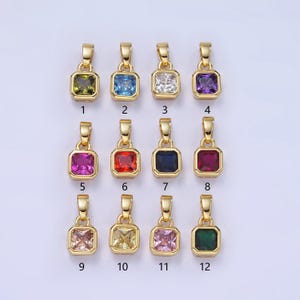 Ciondolo aggiuntivo con pietra di zirconia cubica sfaccettata quadrata riempita in oro 24k, ciondolo con pietra portafortuna, orecchino, braccialetto / aa-1297