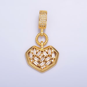 24K Gold Filled Geometric Heart Charm, Gold Love Heart Charms For Bracelet Necklace Jewelry Making Supplies AA1090