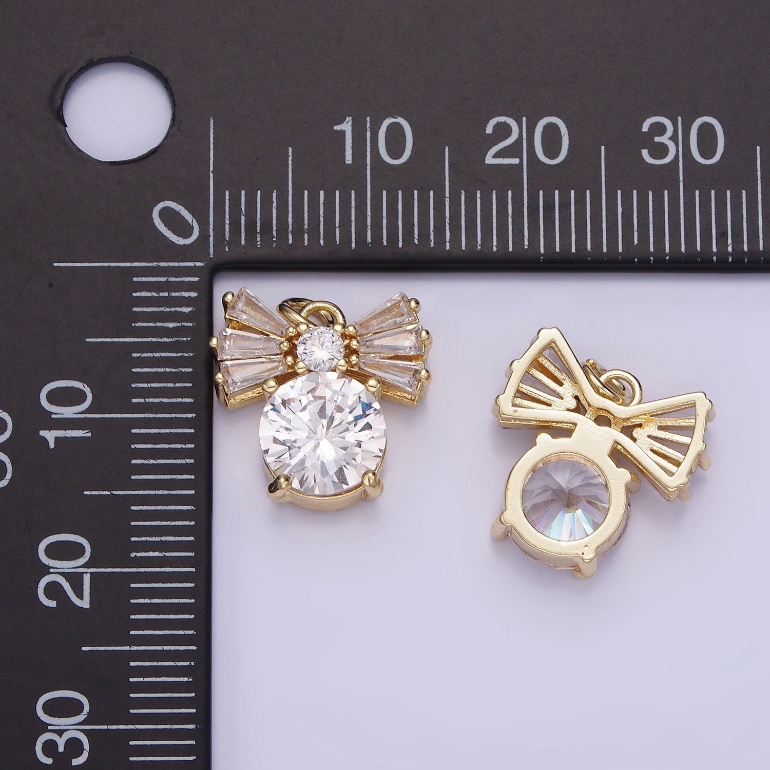 1mini 4K Gold Filled Clear Solitaire CZ Round Baguette