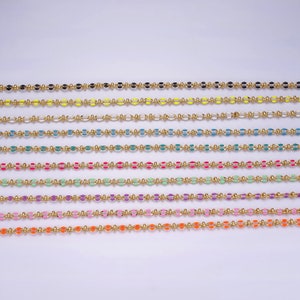 Dainty Multicolor Enamel Satellite Cable Chain by Yard, Colorful Enamel Chain Wholesale Bulk Roll Chain Jewelry | ROLL-1394