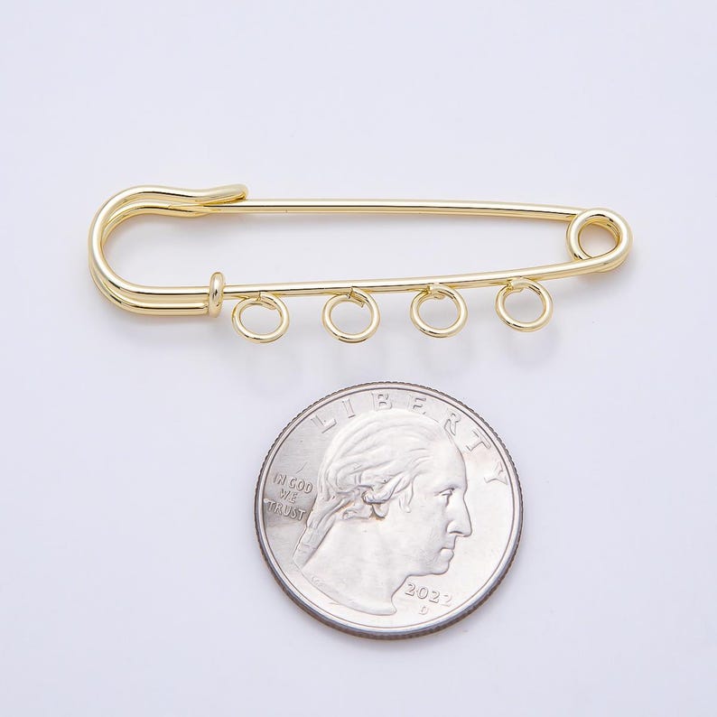16K guldfylld 50 mm 4-öglor minimalistiska säkerhetsnålsdetaljer berlockhållare brosch gör-det-själv-tillbehör för specialklämma | Findings-00172 bild 3