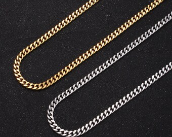 24K Gold Filled Wholesale 4.6mm Flat Cuban Curb Statement Gold/Silver Colored Bulk Roll Chain by Yard | Roll-909, Roll-910