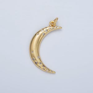 Cubic moon pendant, moon charm, jewelry supplies dainty crescent moon charm for celestial jewelry making