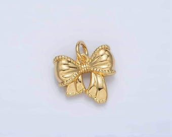 Mini gold bow charms 24k gold filled bow pendant bow tie charm bracelet necklace for diy jewelry making supply ac144