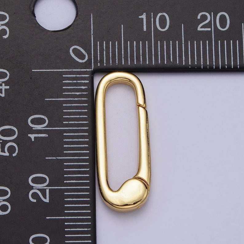 Gold Push in Oval Clasp For Charm Holder Clasp Pendants, 23.8x8.9mm, clasp enhancer Necklace Component Z-38 image 2
