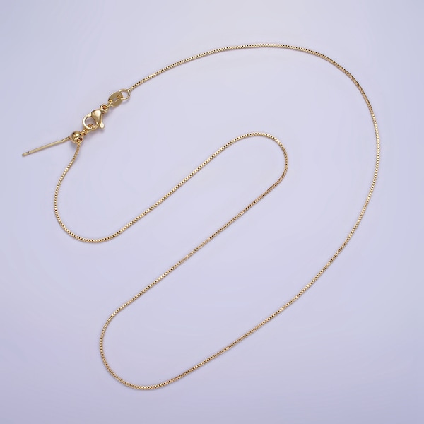 16K Gold Filled 0.7mm Dainty Box 18 Inch Slider Chain Necklace | WA-1937