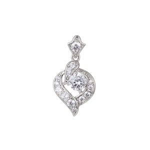 1pc White Gold  Micro Pave CZ Heart Pendant Charm, Geometric Micro Pave CZ Pendant Charm, White  Pendant, For DIY Jewelry