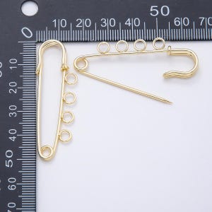 16K guldfylld 50 mm 4-öglor minimalistiska säkerhetsnålsdetaljer berlockhållare brosch gör-det-själv-tillbehör för specialklämma | Findings-00172 bild 2