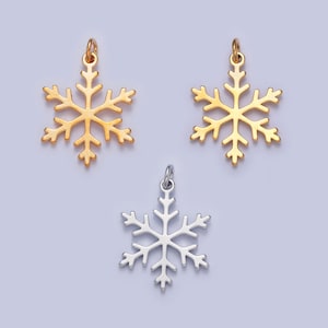 Gold filled snowflake charm, minimalist silver/gold color winter snow charm for jewelry making, w-155