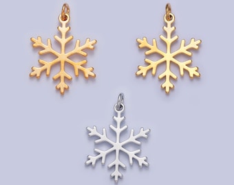 Gold gefüllte Schneeflocke Charme, minimalistische Silber / Gold Farbe Winter Schnee Charme für die Schmuckherstellung, w-155