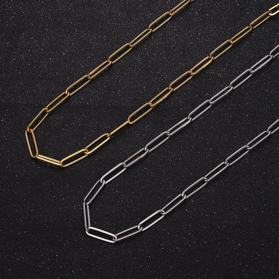 24K Gold Filled Minimalist Paper Clip Bulk Chain by Yard 15mm Etsy
