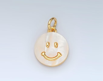 24k gold filled shell pearl charm happy face charms pendant emoticon charm for bracelet necklace earring charm d692