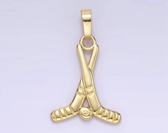 14k gold filled hockey stick charm with for sport jewelry inspired necklace bracelet component | ah-177
