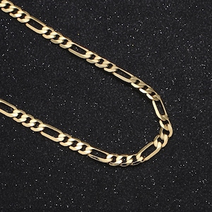 Wide figaro 14k gold chain by yard, link cable link elongate chain, wholesale bulk roll chain diy craft 4.5 mm width, roll-377