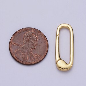 Gold Push in Oval Clasp For Charm Holder Clasp Pendants, 23.8x8.9mm, clasp enhancer Necklace Component Z-38 image 3