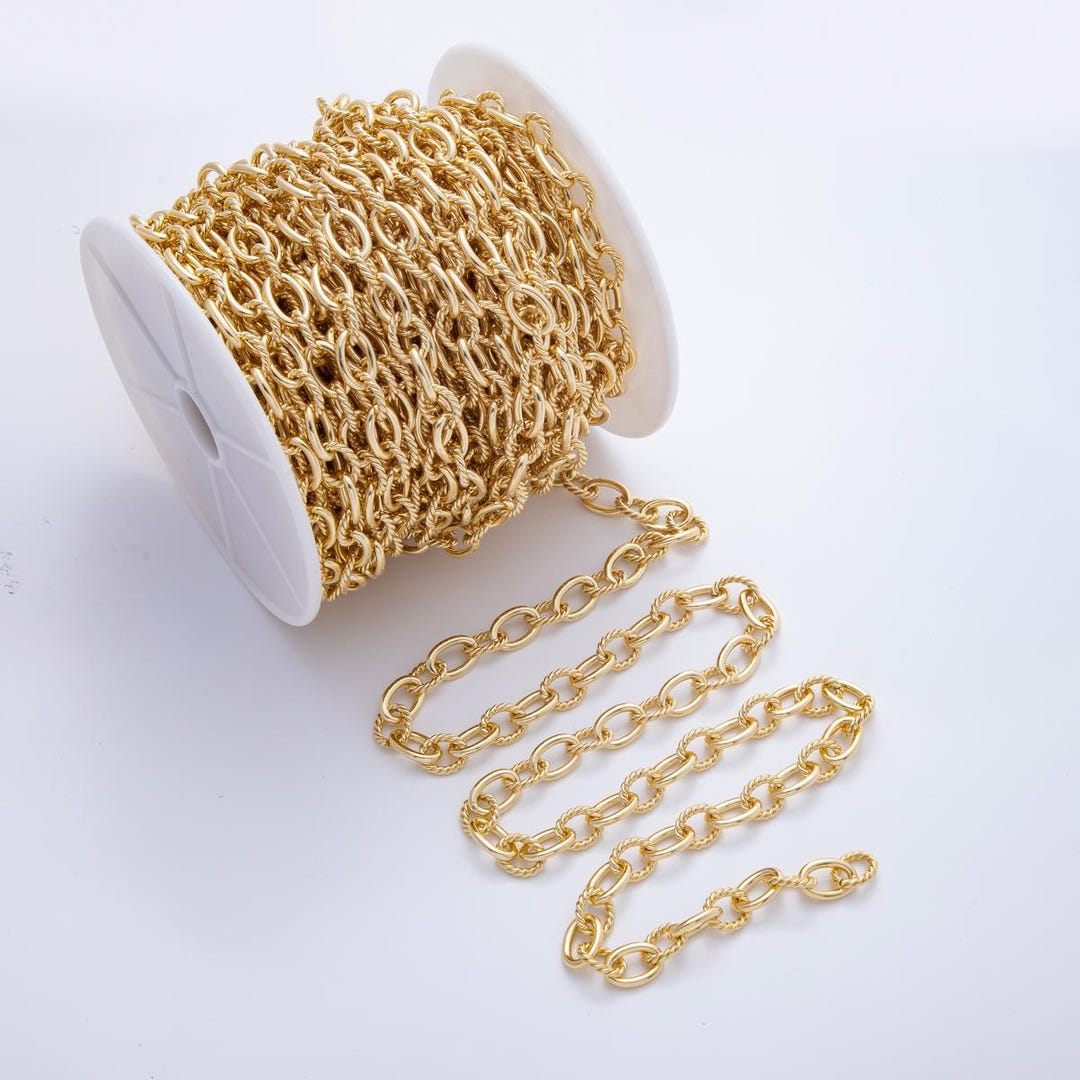Chain Style Rope Curb Rollo 16k Gold Filled Twist Link Rope Rollo Chain by Fancy Chain by Yard ...