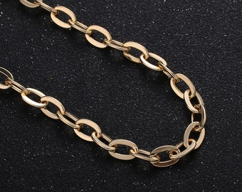 Gold Rolo Cable Chain by Yard, Oval Link Chain, Wholesale bulk Roll Chain for DIY Jewelry , Thickness 0.8mm,263