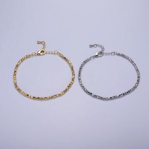 Dainty gold faceted silver bracelet disco ball bead bracelet cut beaded bracelet shiny ball bracelet 7 inch for women wa1573