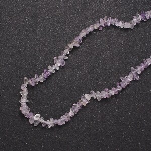 Clear purple amethyst beaded necklace - 18.5" chip necklace healing crystals, gemstone necklace, handmade jewelry, crystal necklace wa-646