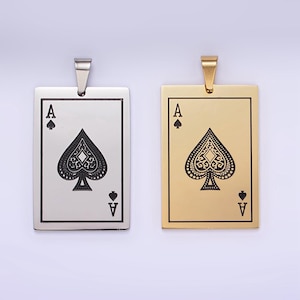 Große Edelstahl Ace of Spade Spielkarte Charm Poker Anhänger Glücksschmuck p-1435