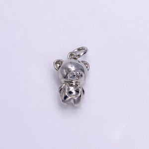 Zilveren staande lachende teddybeer mini extra bedel | ac1455