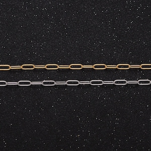 24k gold filled paper clip chain, elongated rectangle oval chain wholesale unfinished chain roll-1269