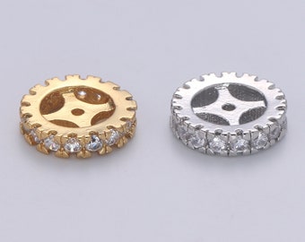 Cubic Zirconia Rondelle - Cz Beads - Crystal Spacers - Gold Rhinestone Spacer Beads Silver Bead Spacer Charm for Necklace Bracelet B508