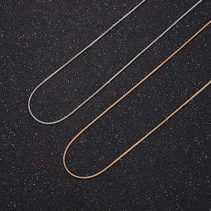 Dainty gold stainless steel 1mm snake herringbone 18 inch layering chain necklace | wa-2486