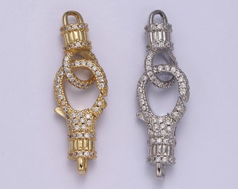 Wholesale Clear Micro Pave CZ Lobster Claw Clasps Gold with Clear CZ Silver Parrot Clasp for Necklace Bracelet Enhancer K-756