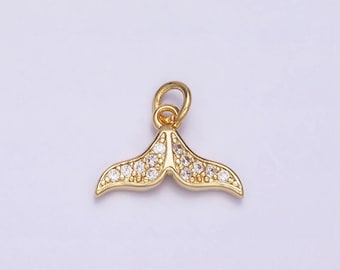 Mini 16k gold filled whale tail pendant jewelry making supplies wholesale charm kids fish animal under the water jewelry inspired ac1163