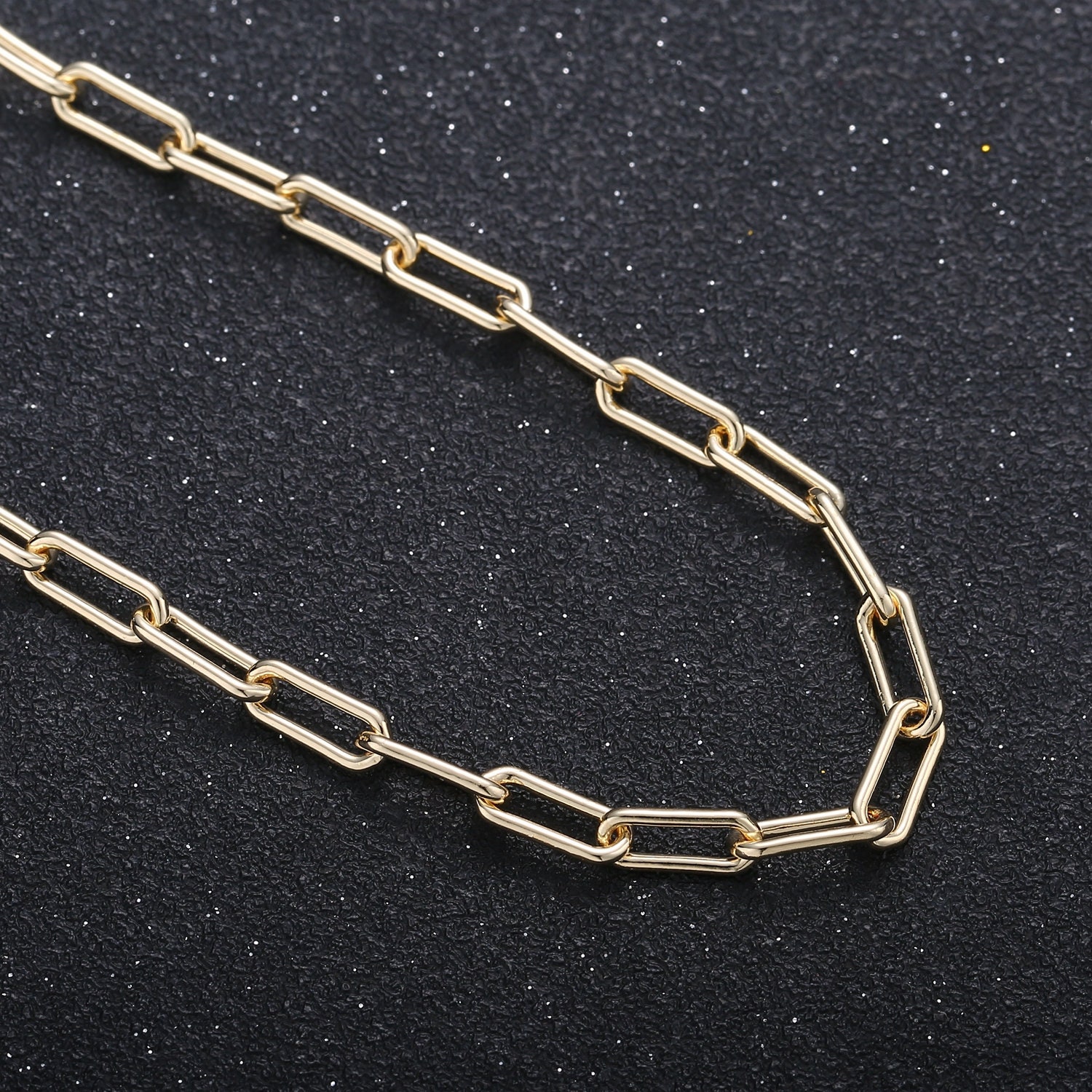 16K Gold Plated Paperclip Rolo Cable Chain by Yard, Gold  Cable Rolo Chain by Foot, Thicknest 1mm, Roll-309