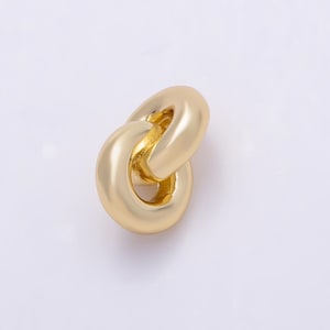 16K Gold Filled Minimalist Double Round Link Slide Pendant Chunky Interlocking Circle Ring Necklace Charm DIY Craft Supply | Findings-00409