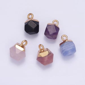 14k gold filled rose quartz, onyx, blue lace agate, rhodonite, amethyst multifaceted round charm | n1713 - n1717