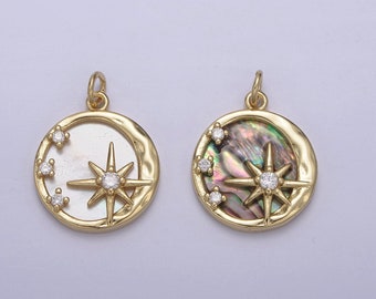 Mini North Star Celestial Charm White Pearl/Abalone, Add On Piece, DIY Piece N-805 N-806
