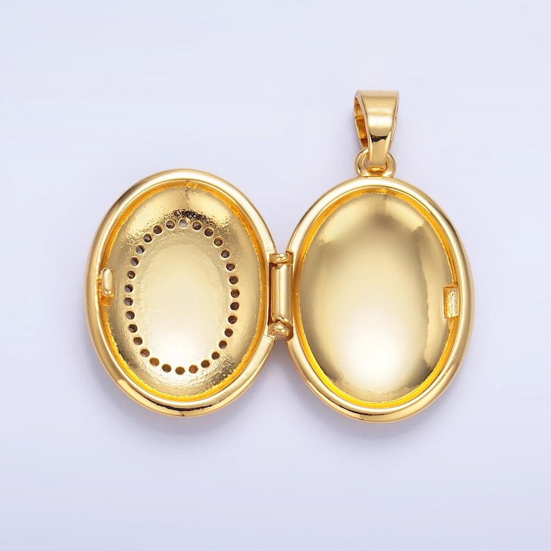 24k Gold Filled Cross Design Oval Locket Micro Pave Cz Pendant ...