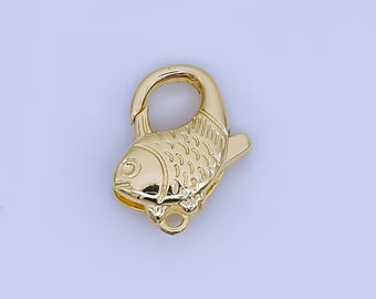 24K Gold Filled 16mm Under the Sea Koi Fish Lobster Clasp Charm Finding | Z1324