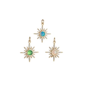 Opal star pendant, gold filled star burst charms dainty celestial jewelry making, charm for necklace bracelet earring component