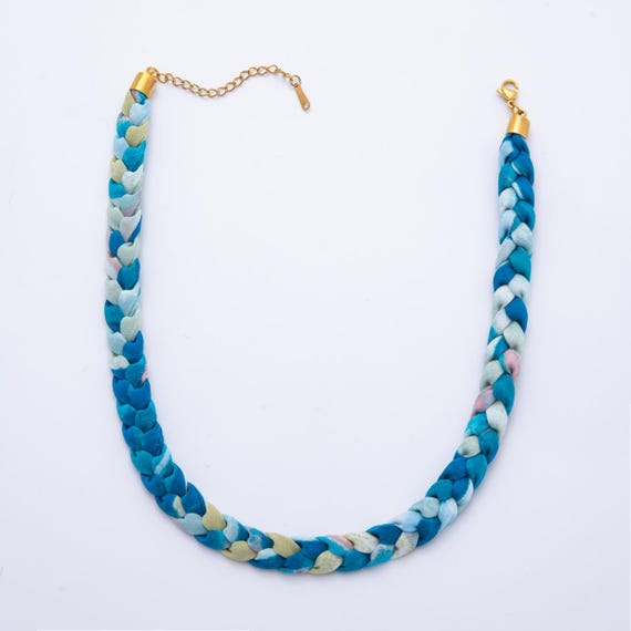 Colorful Scarf Necklace 17 inch Make your own Scarf Necklace Charm Jewelry Supply with PVD Gold Stainless Clasp wa-00875