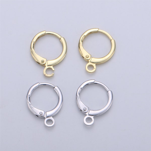 Simple Round 10mm One Touch Earring jewelry Making, Earring supplies 24K Gold Filled huggie hoop earring with Open Link for Charm