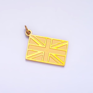 ゴールドステンレススチール製英国国旗ペンダント ユニオンジャックチャーム 国旗 イングランドペンダント ジュエリー製作用 | P-A1438