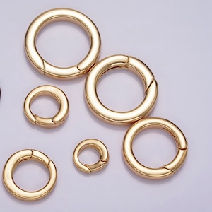 18K Gold Filled Push Gate Ring Charm Holder Bail for Charm Jewelry Kit Supplies For DIY Jewelry Making | Z492 - Z497